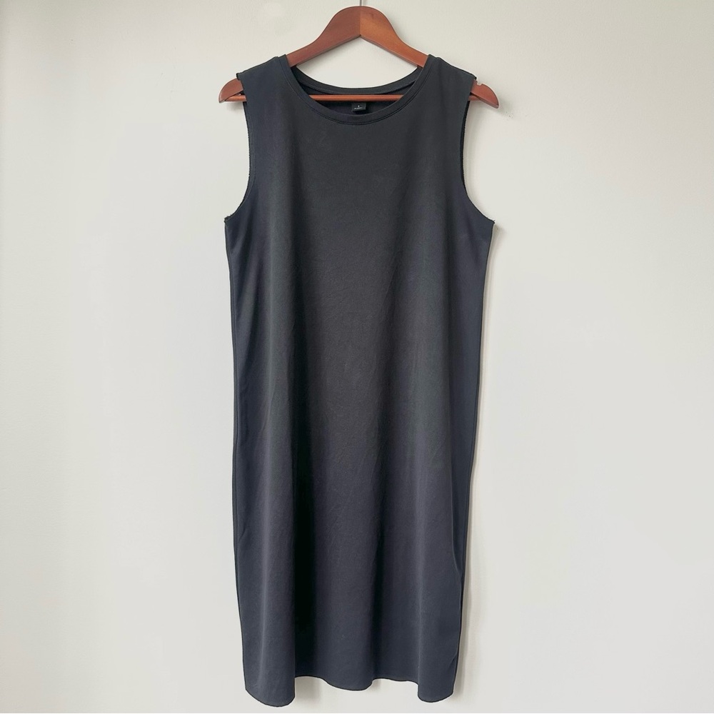 MONKI | SLEEVELESS BUTTERY SOFT MODAL T-SHIRT DRESS (FADED BLACK) TUNIC TOP